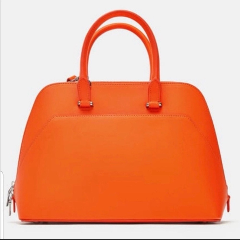 Zara Orange Monochrome City Satchel Bag